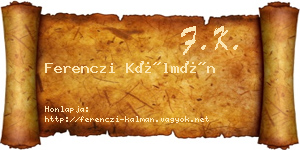 Ferenczi Kálmán névjegykártya
